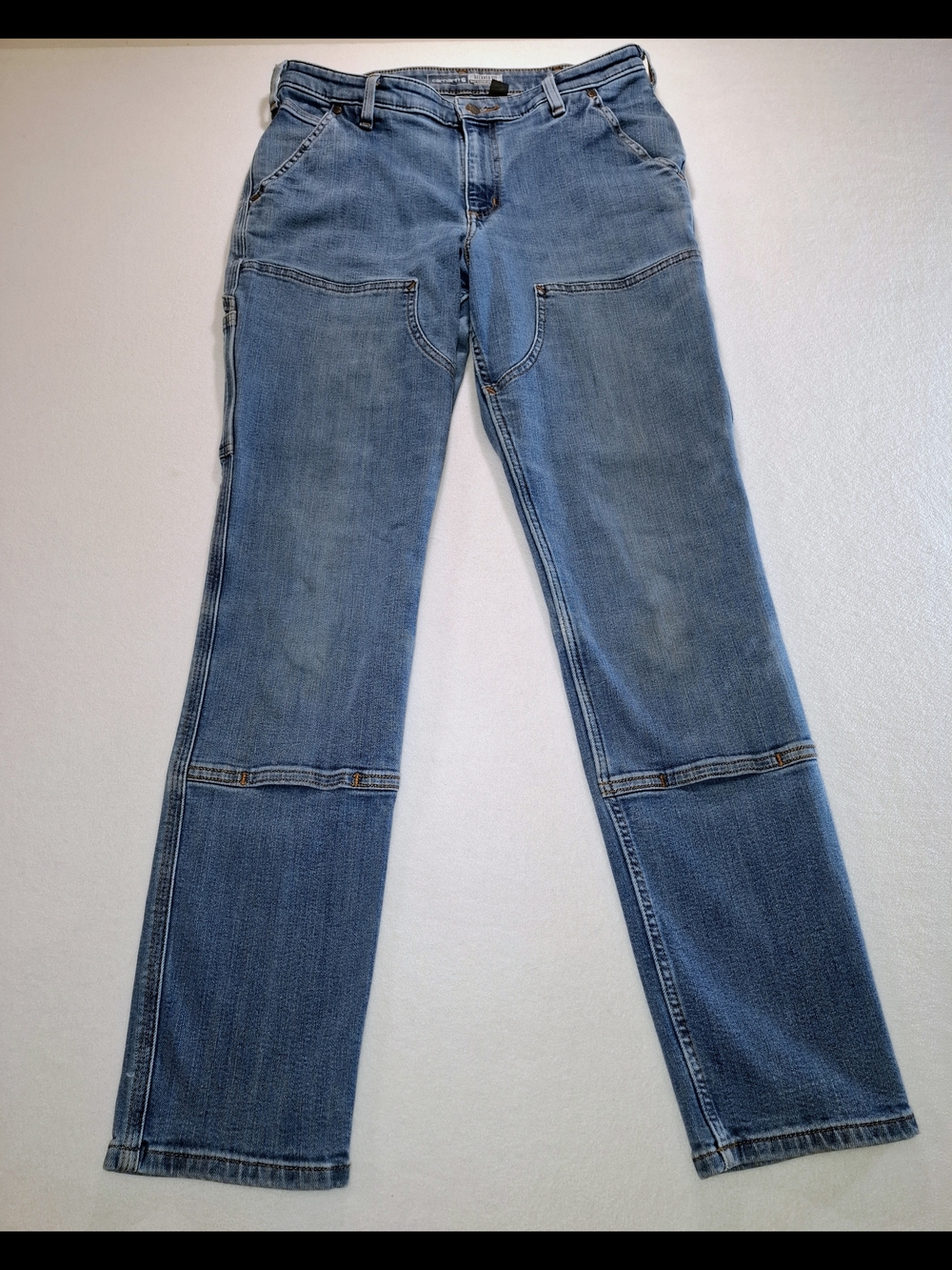 Carhartt Womens 10 Tall Light Blue Straight-Leg Carpenter Jeans - Picture 1 of 11